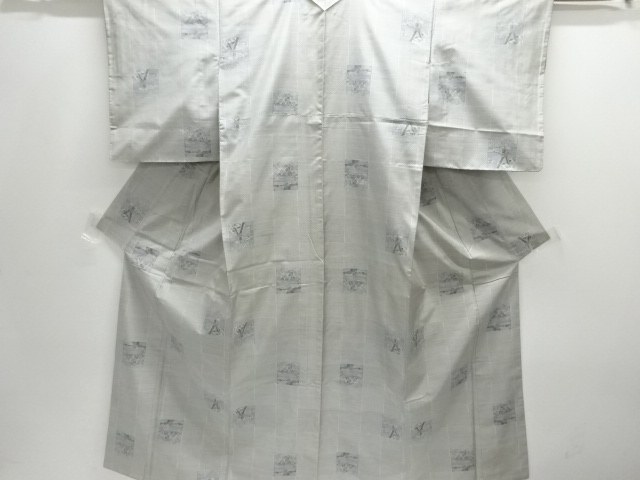 JAPANESE KIMONO / OSHIMA TSUMUGI / WOVEN SCENERY OF GARDEN